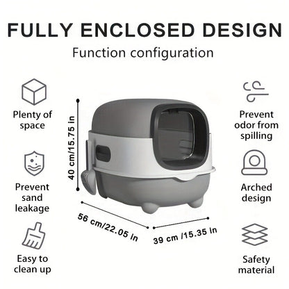 Enclosed Cat Litter Box with Odor Control – Foldable Top Entry Design, Splash-Proof Walls, Compact Size for Small Spaces