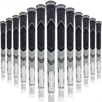 Midsize Golf Grips Set 13 Pack – All Weather Hybrid Rubber Golf Club Grips with Ecological Yarn Thread Technology, Multiple Colors