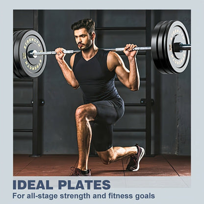 Black Olympic-Style Weight Plates with Colored Weight Markings in 10, 15, 25, 35 or 45 lb Options