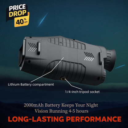 Night Vision Monocular with 850nm IR Illuminator, 5X Digital Zoom 2.5K FHD Camera 1.54" Display, Infrared Night Vision Scope for Hunting
