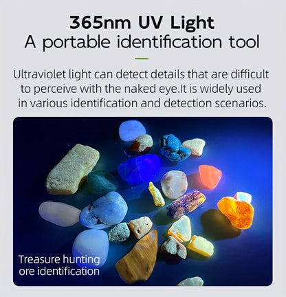 Flashlight 3-in-1 White, UV365 and Green Light Torch with Side Magnet in Black or Blue for Inspection