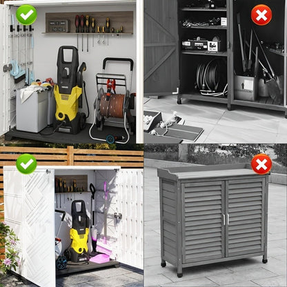 Outdoor Storage Cabinet with Doors & Metal Shelves, for Garden, Patio and Yard Use, with the Listed Configuration