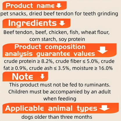 Beef Tendon Dog Chews – Natural Beef Strips Cubes & Diced Beef with Egg Yolk, High Protein Long-Lasting Dental Chews & Training Treats