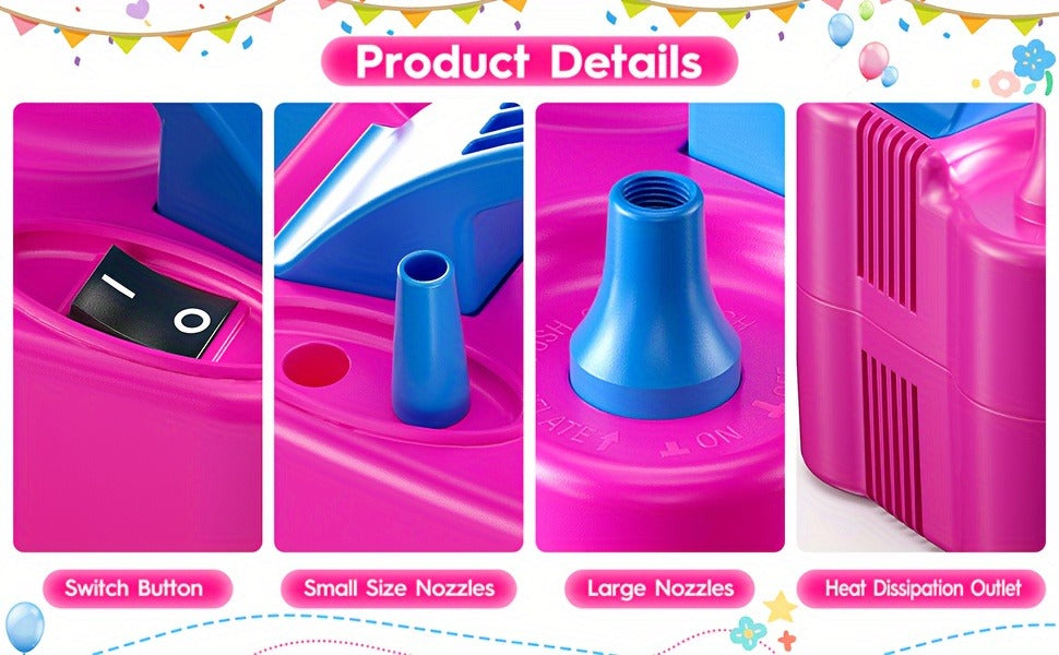 Electric Balloon Pump Double Nozzle 600W – Portable Fast Balloon Blower Inflator for Party Decoration, Birthday, Wedding & Events