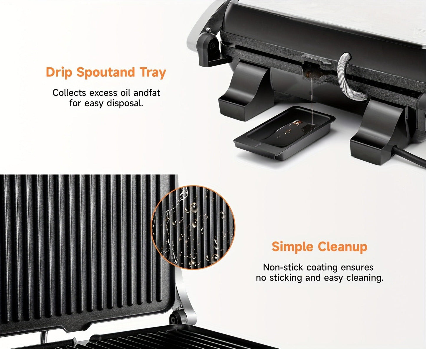 Sandwich Maker 3-in-1 Mini Indoor Grill & Panini Press, Non-Stick 180° Opening, Floating Hinge, 60-Min Timer