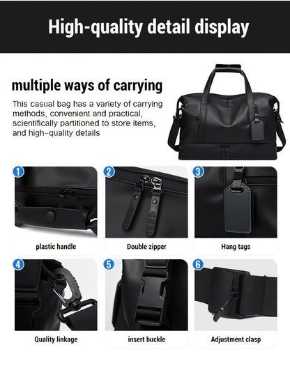 Gym Duffel Bag PU Foldable Sports Duffle with Shoe Compartment & Wet Pocket – Lightweight Weekender Travel Bag for Workout, Daily Use
