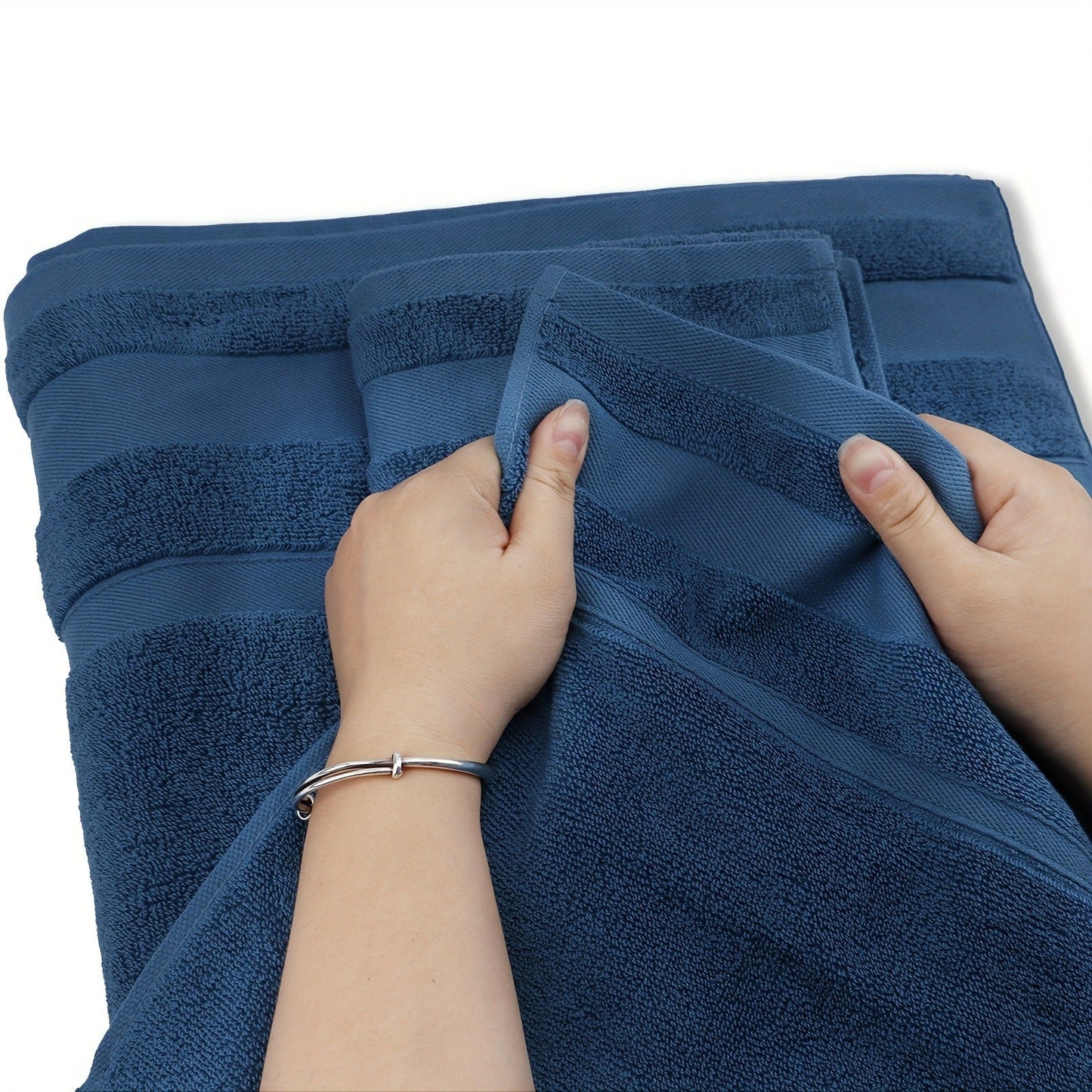 Towel Set 6 or 10 Piece Pure Cotton Bath Towels in Grey, Blue, White or Yellow for Home, Gym and Travel