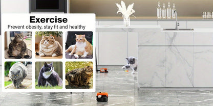 Interactive Cat Toy Auto & Remote Control – Electric Feather Mouse Lure Coursing Machine with DIY Track, Mouse Sounds, Auto Timer