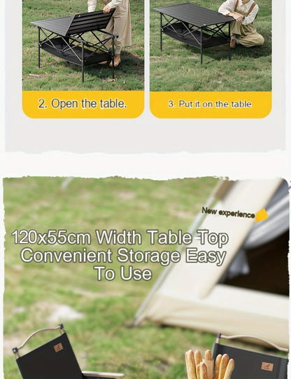 Foldable Roll-Up Camping Picnic Table with Carry Bag | Portable Outdoor Table for Camping Beach Backyard BBQ Parties Patios | Lightweight