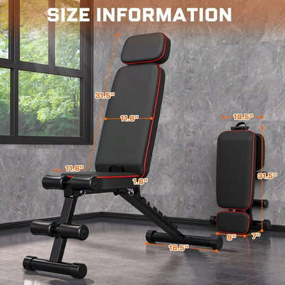14-in-1 Adjustable Weight Bench Foldable – 770lb Capacity, Multi-Function Full Body Strength Training, Space-Saving Design