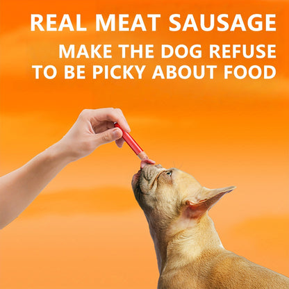 Grain-Free Dog Sausage Treats – Chicken Flavor Ham Sticks, Soft & Easy-Digest Dental Chew Snacks for Puppies & Adult Dogs, No Additives