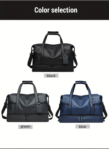 Gym Duffel Bag with Wet Pocket & Shoe Compartment – Foldable PU Leather Sports Travel Bag for Workouts, Weekend Trips & Everyday Use