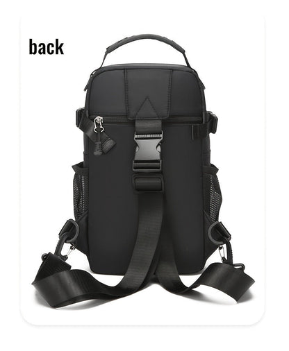 Multi-Pocket Crossbody Chest Pack with Adjustable Sling Strap, Zipper Compartments and Black or Grey Finish