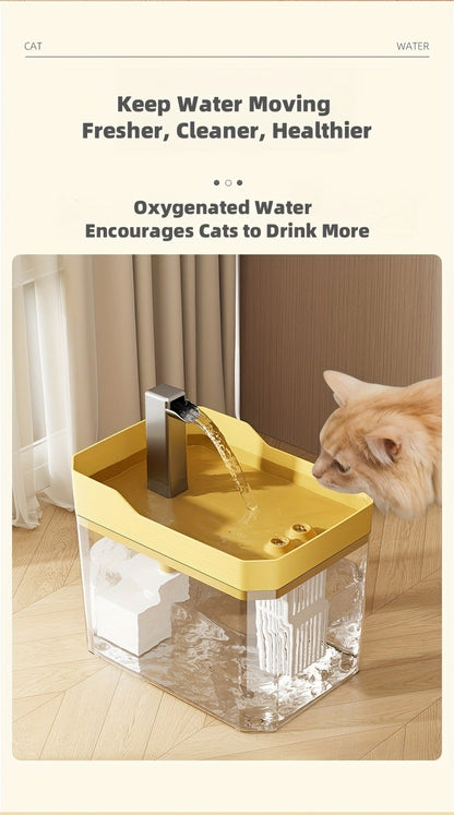 Pet Water Fountain Automatic 4-Stage Filtration – Ultra-Quiet USB Powered Circulating Fresh Water Dispenser with Visible Water Level Window