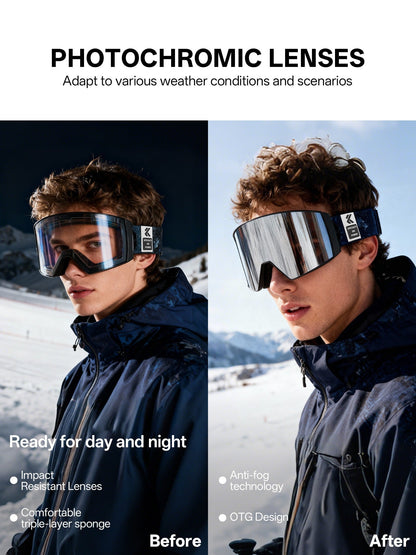 KAPVOE Ski Goggles with Magnet-Attached Interchangeable Lens Interface and Seven K721 Color Codes