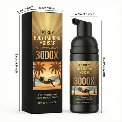 Sunless Self Tanning Mousse Deep Brown 3000X for Medium Dark to Dark Skin – Streak-Free Bronzing Foam with Carrot Oil & Coconut Oil
