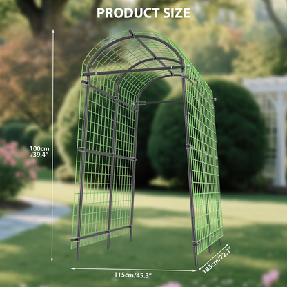 Garden Arch Trellis 7.5ft Tall Metal Climbing Plant Support with Netting for Vegetables Flowers Roses for Garden, Patio and Yard Use