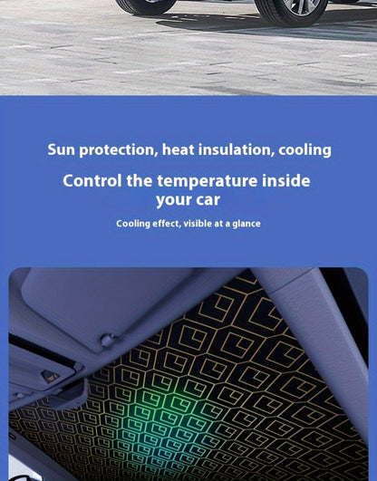 Laser Insulation Windshield Sunshade 5-Layer Thickened Front Window Heat Blocker Diamond Pattern Gold Black Fits All Vehicles Ford F150