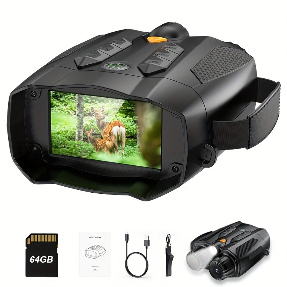 Night Vision Goggles with Built-In 3W IR Illuminator, 200MP HD, 10X Digital Zoom, 5W IR Light, Battery