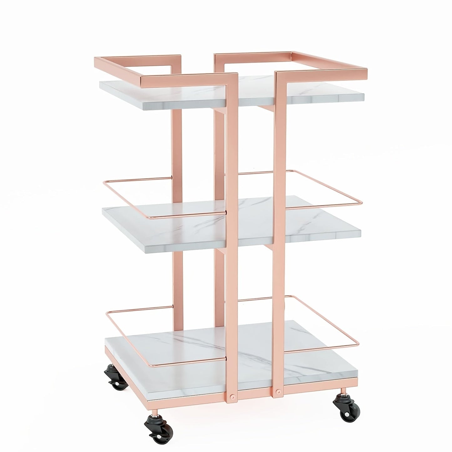 Three-Shelf Rolling Salon Trolley with Side Handles, Locking Casters and Four Color Configurations
