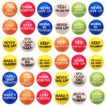 Inspirational Sponge Stress Balls 30 Pack 6.3cm, Motivational Slogan Hand Fitness Relaxation Balls for Classroom Rewards