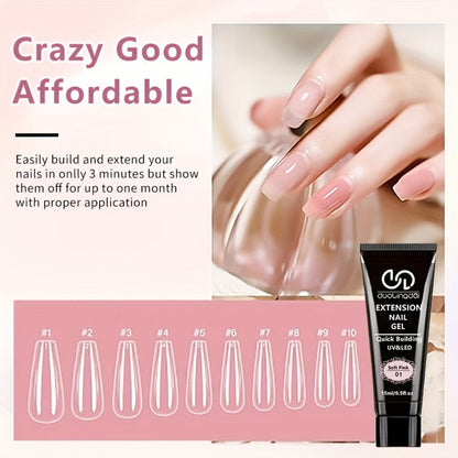 Poly Nail Gel Kit Hard Builder 6 Colors Clear Pink White – Nail Extension Thickening & Strengthening Gel for Brittle Thin Nails & French