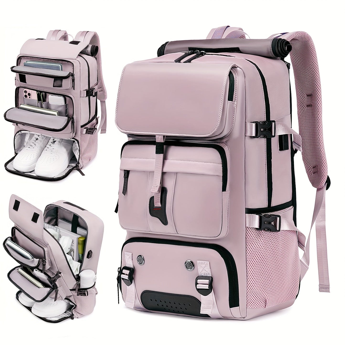 Laptop Backpack with Shoe Compartment, USB Port and Large Travel Storage in Eight Colors for Daily Use