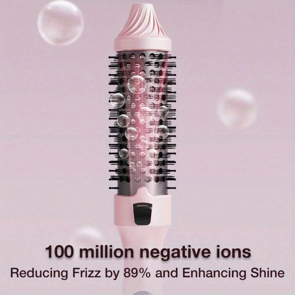 2-in-1 Hot Air Brush Straightener & Curler with Negative Ion Technology, Frizz-Free Blowout Brush with Adjustable Temp Control