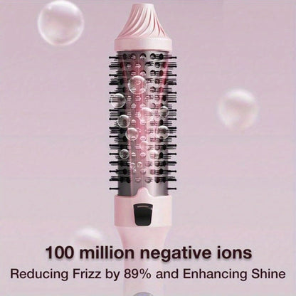2-in-1 Hot Air Brush Straightener & Curler with Negative Ion Technology, Frizz-Free Blowout Brush with Adjustable Temp Control