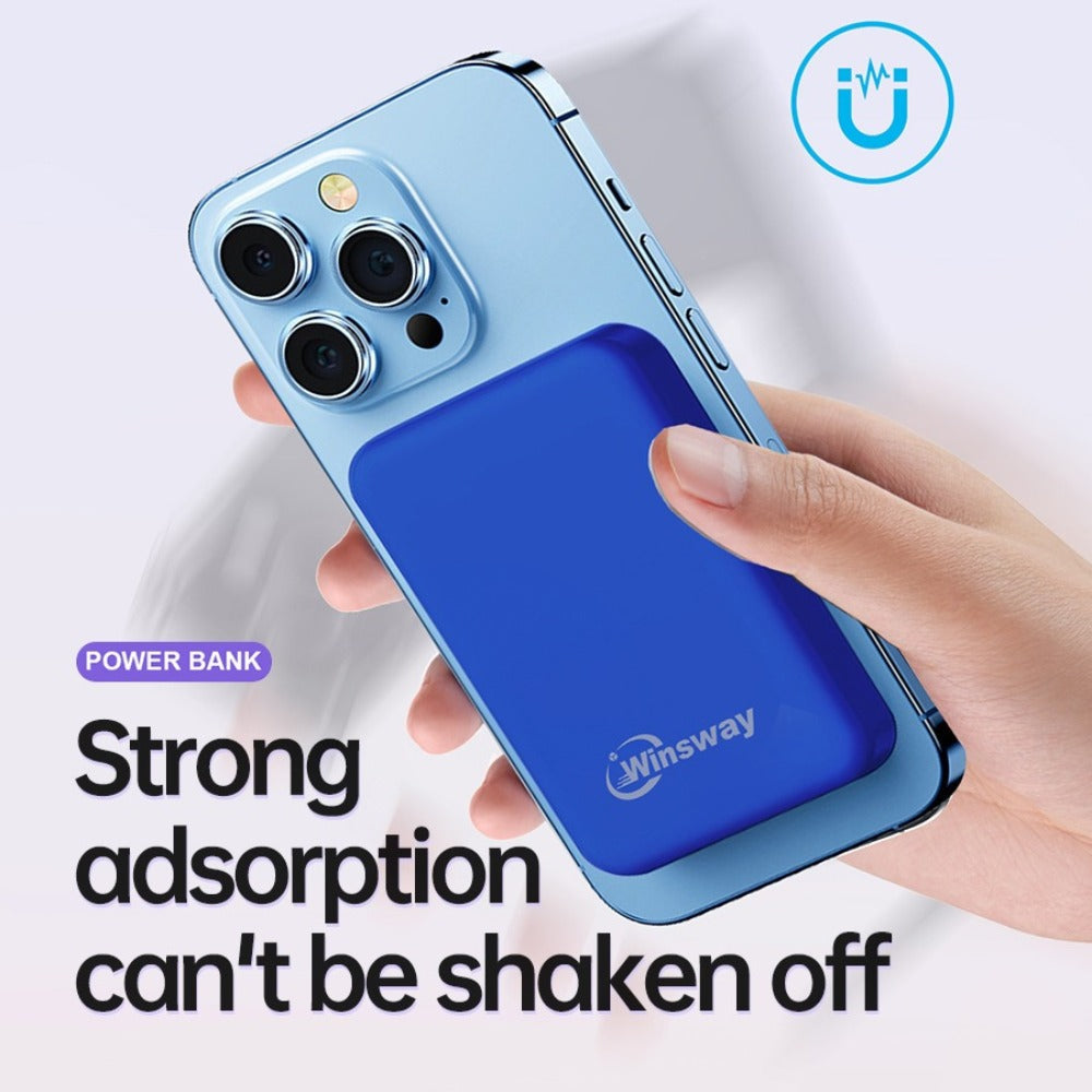 Power Bank Magnetic 5000mAh Mini with Wireless Charging, PD, QC3.0 and Eight Colors for Travel