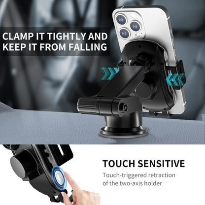 10W Auto-Sensing Car Phone Mount with Wireless Charging Clamp, Vent Clip and Suction-Style Base