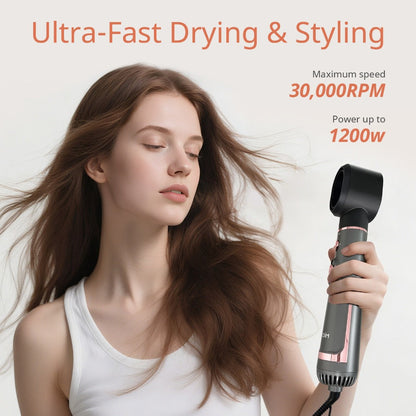 Negative Ion Hair Dryer Brush 4-in-1 Hot Air Styler, Curl, Straighten, Scalp Massage & Blow Dry, Adjustable Heat & Wind Speed