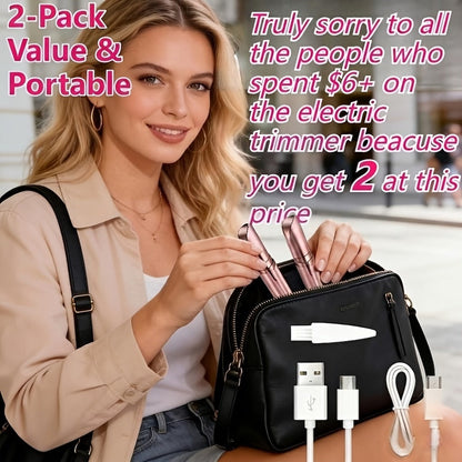 Electric Eyebrow Trimmer for Women 2 Pack, USB Rechargeable Painless Precision Eyebrow Razor Pen, Portable Hair Remover for Face Lip Leg