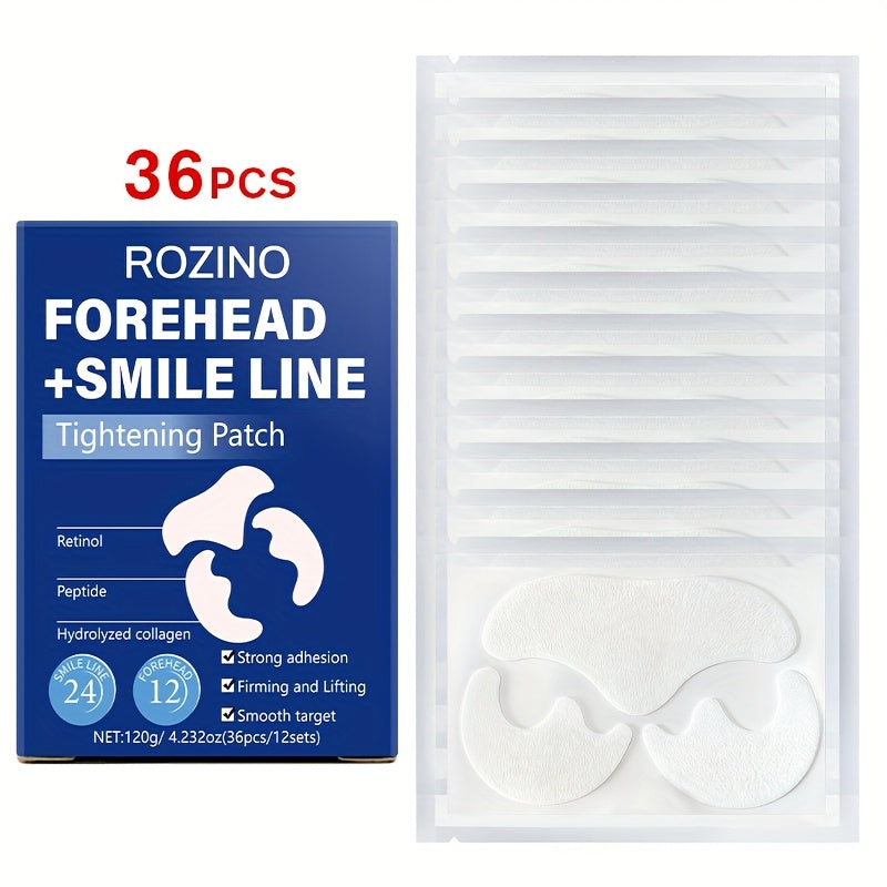 Retinol Peptide Face Patches 36pcs Anti-Wrinkle Hydrolyzed Collagen Lifting Treatment for Forehead & Smile Lines