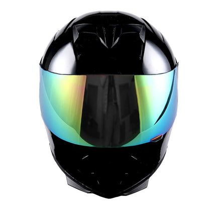 Motorcycle Helmet Full-Face Shell with Tinted and Spare Clear Shields, Quick-Release Buckle, Nine Styles and S-XL Sizes