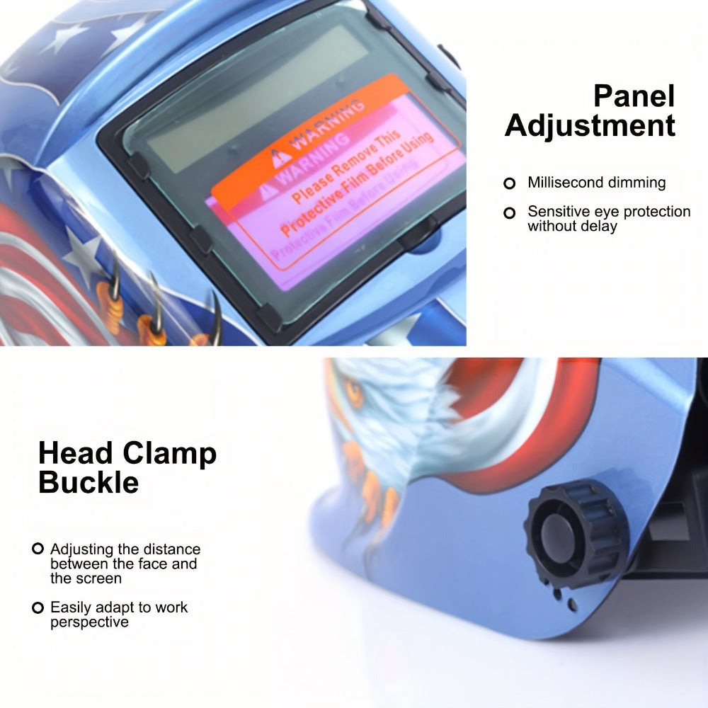 Auto-Darkening Welding Helmet Solar Powered True Color – Wide View DIN 9-13 Adjustable, 1/25000s Response