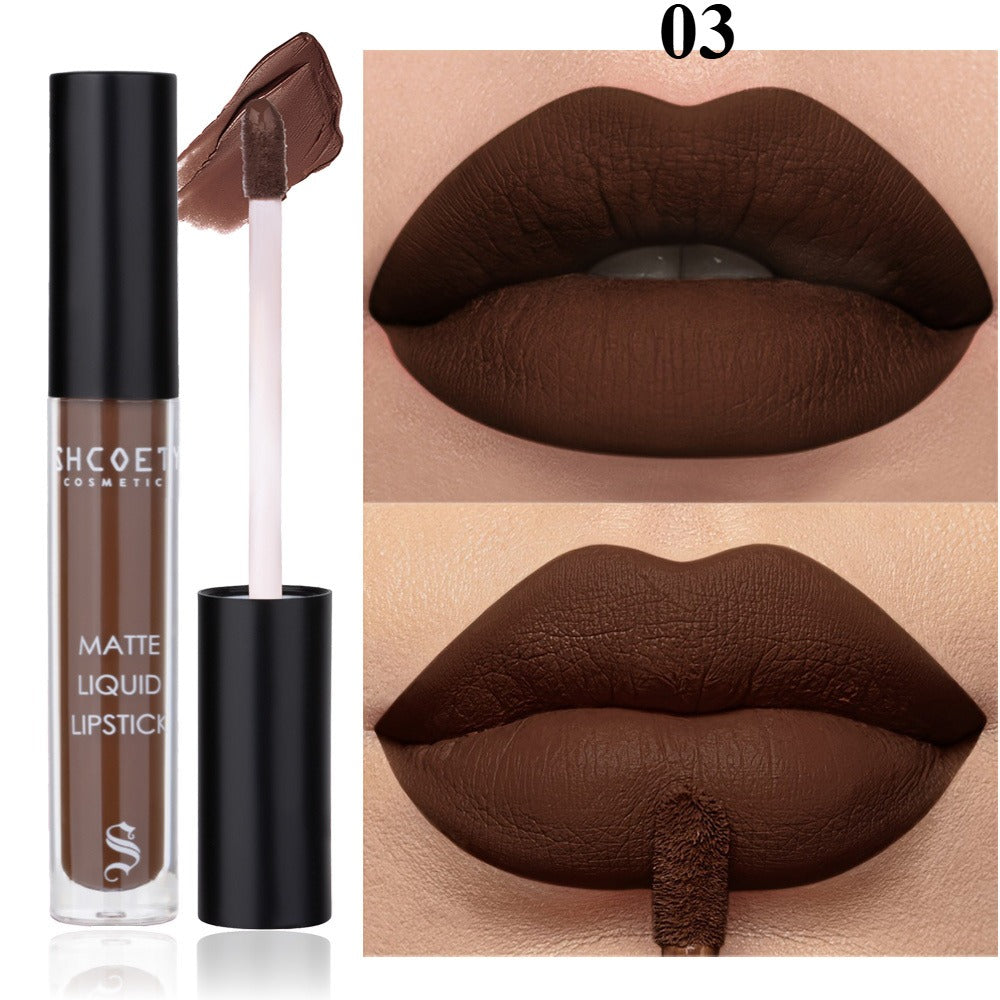 Bear Lip Glaze Set 3 Colors, Cute Bear Packaging Velvet Matte Waterproof Liquid Lipstick in Brown Pink & Red