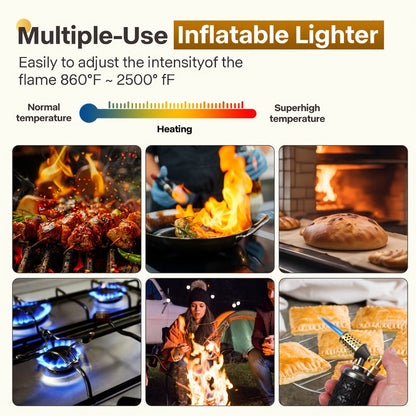 Butane Torch Kitchen Culinary Blow Torch Double Flame Adjustable Refillable Safety Lock 2372F for Grilling, Camping and Outdoor Meals