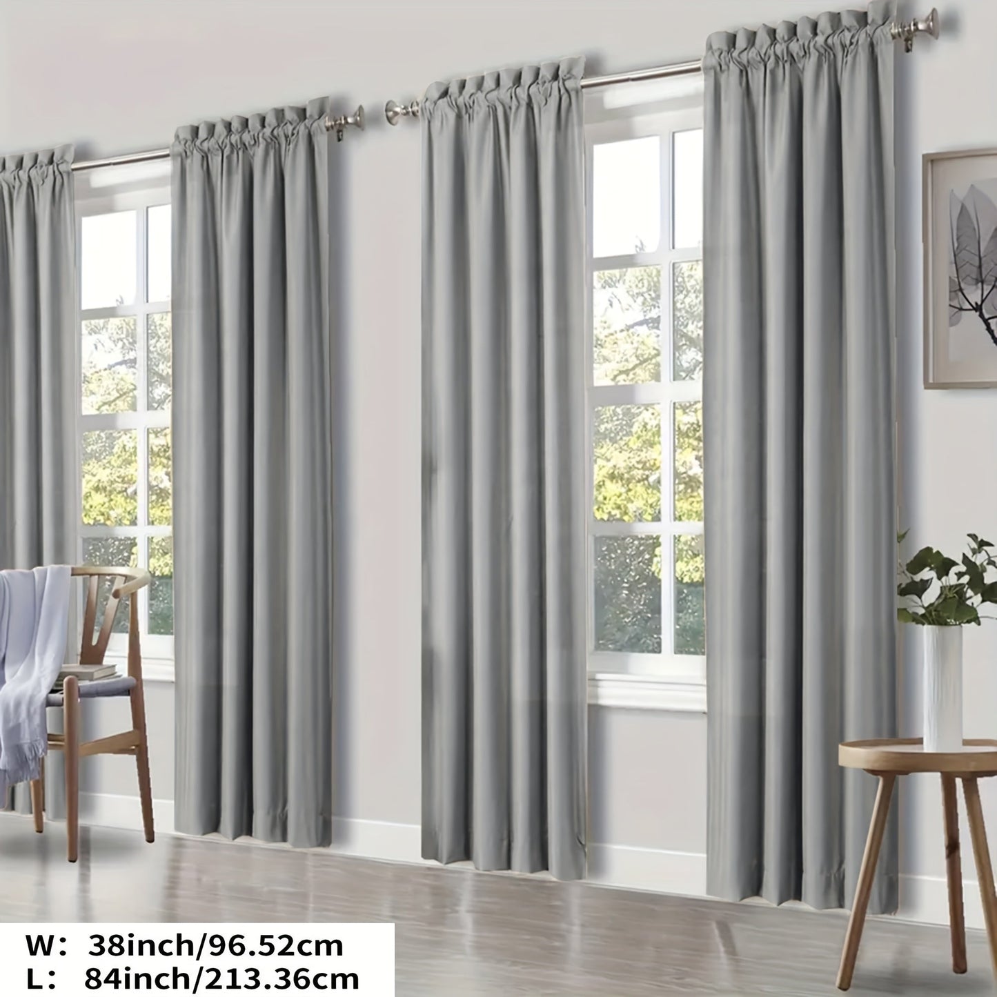 Blackout Curtains 4 Panels Thermal Insulated Room Darkening Drapes, Rod Pocket, Energy Saving, Solid Color for Bedroom & Living Room