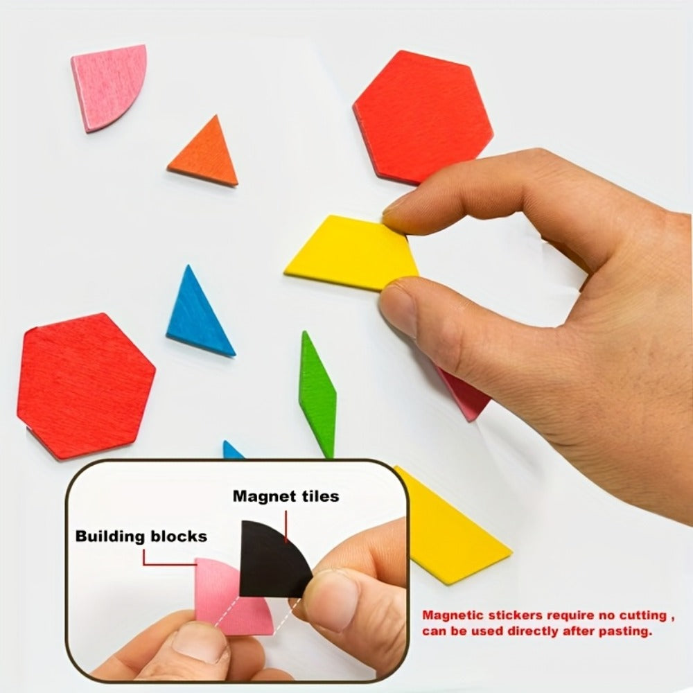 Magnetic Wooden Puzzle Board for Kids, 128/180/220/280 PCS Geometric Shape Recognition & Logical Thinking Toy