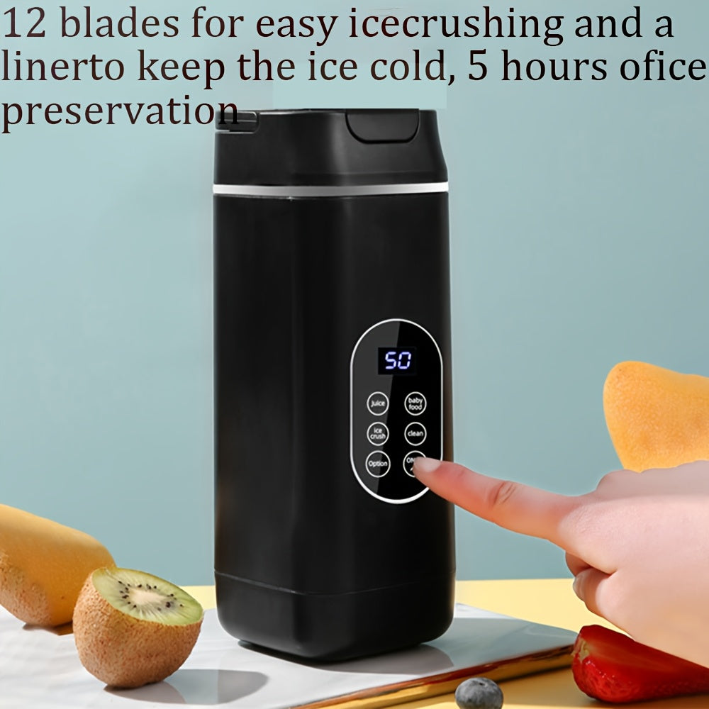 Portable Juicer USB Rechargeable with LED Display - Handheld Personal Blender for Smoothies, Juice & Ice Crush