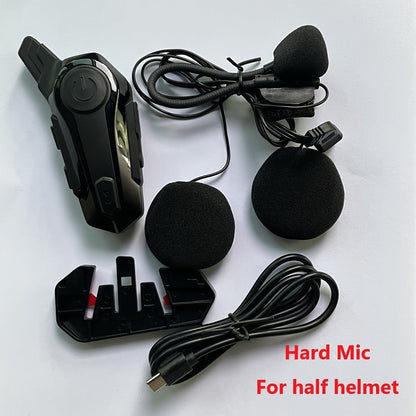 Motorcycle Helmet Bluetooth Intercom Headset – Wireless Real-Time 2-Rider Communication, Compatible with Full Face, 3/4 & Open Face Helmets