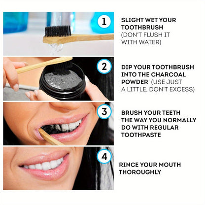 Activated Charcoal Teeth Whitening Powder 60g Natural Stain Remover for Coffee Tea Tobacco Deep Cleaning