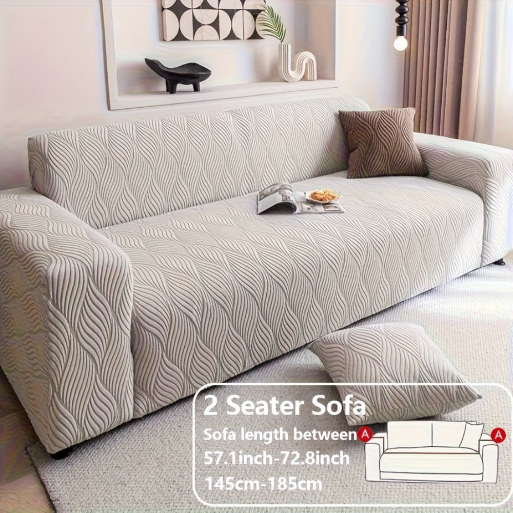 Sofa Cover Polar Fleece Modern Jacquard Elastic Slipcover with Elastic Fit for 1 to 4-Seater Sofas