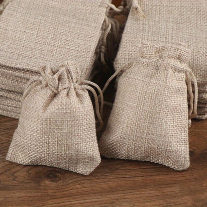 Natural Jute Drawstring Bags 50pcs – Multipurpose Gift Pouches for Party Favors, Wedding, Packaging & Storage