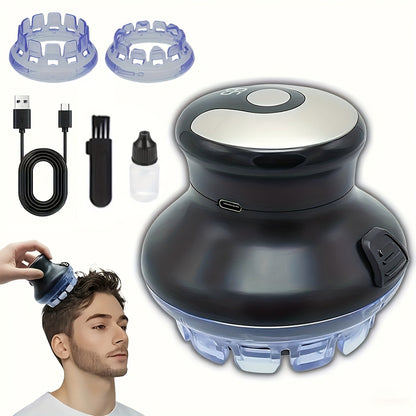 Round Hair Clipper for Self-Haircuts with Four 3-12 mm Length Settings, Two Guide Rings, USB Cable and Cleaning Accessories