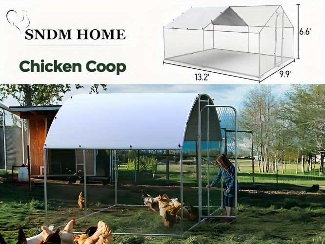 Walk-in Chicken Pen Large Metal Outdoor Poultry Enclosure Cover Yard Cage for Chickens Ducks Rabbits 3 Sizes Available