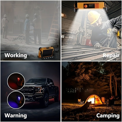 Solar Rechargeable LED Floodlight Flashlight, IP44 Waterproof 4500 Lumens Ultra-Bright Portable Camp Light