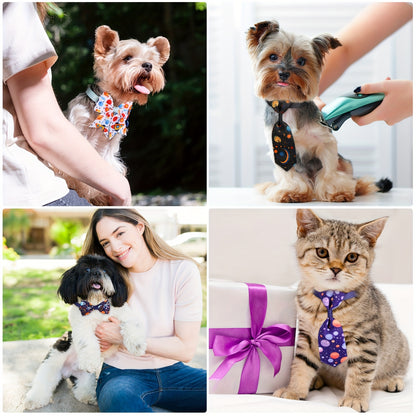 Dog Bow Tie Set 100pcs Adjustable Pet Collar Accessories Include 40 Dog Bowties 30 Neckties 30 Collar Flowers for Small Medium Dogs Cats