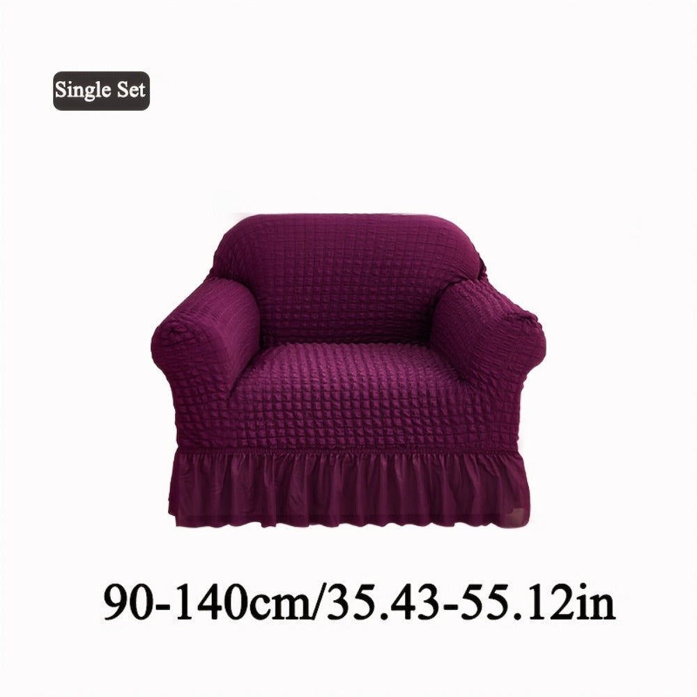Seersucker Sofa Slipcover Elastic Band Closure Pet-Friendly All-Purpose Sofa Cover for Living Room Home Decor Protection